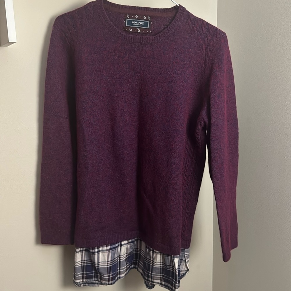 Maine New England Burgundy Wool Sweater